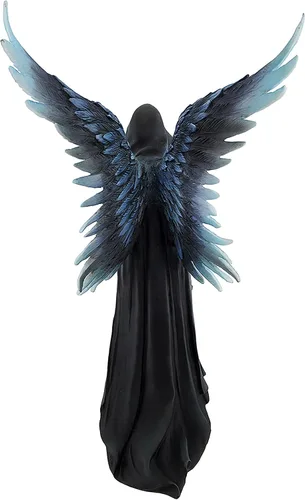 Vista 4 de Veronese Design Anne Stokes Harbinger Ángel de la Muerte Estatua 10 pulgadas. Alto, 6 pulgadas. Largo, 6 pulgadas. Resina ancha y negra fundida