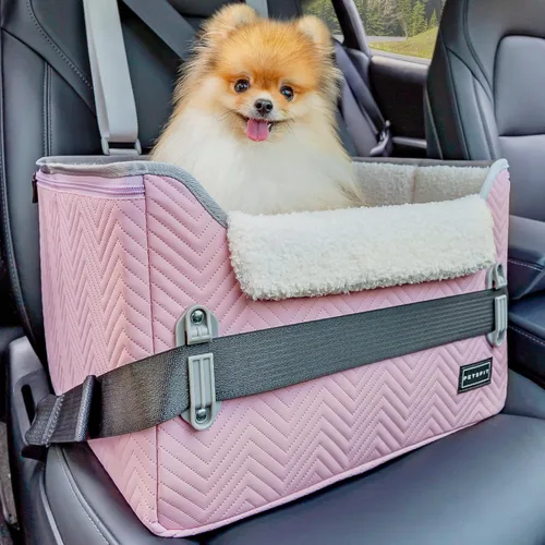 Vista 15 de PETSFIT - Asiento de automóvil impermeable, piel sintética, perros pequeños, hebillas seguras patentadas, correa de clip, cama transportadora