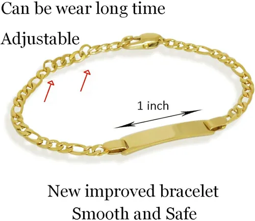 Vista 4 de ProLuckis Pulsera de oro personalizada para bebé pulsera de protección de identificación de bebé ajustable Acero inoxidable