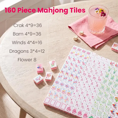 Vista 3 de Azulejos de Mahjong Americano de 160 piezas con exclusivos patrones