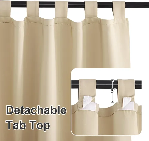 Vista 4 de RYB HOME Cortinas para Exteriores para Patio - 2 Paneles Cortinas para Exteriores Desmontables con Parte Superior Adhesiva Impermeables Opacas