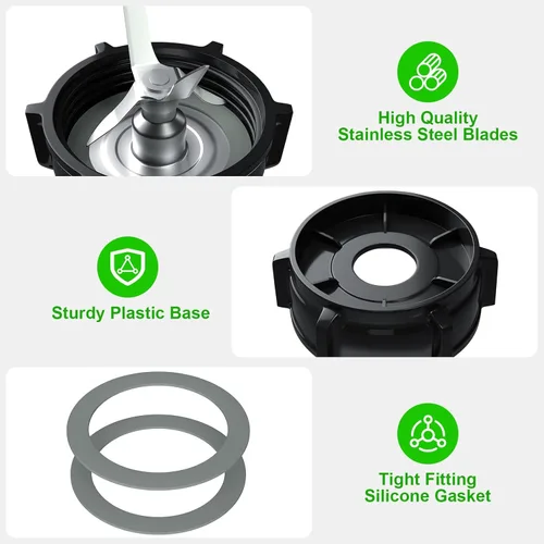 Vista 2 de Piezas de repuesto para cuchilla de licuadora Oster compatibles con licuadora Oster con tapa base de tarro de plástico ABS y 2 juntas de sello