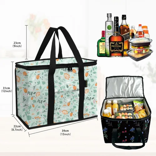 Vista 2 de BeeGreen Bolsa térmica térmica suave para comestibles, compras, playa, viajes, almuerzo, plegable, a prueba de fugas, enfriadores de hielo grandes