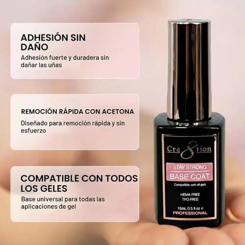 Vista 4 de Cre8tion - Capa base de gel Soak Off, sin HEMA y sin TPO, 0.3 onzas líquidas