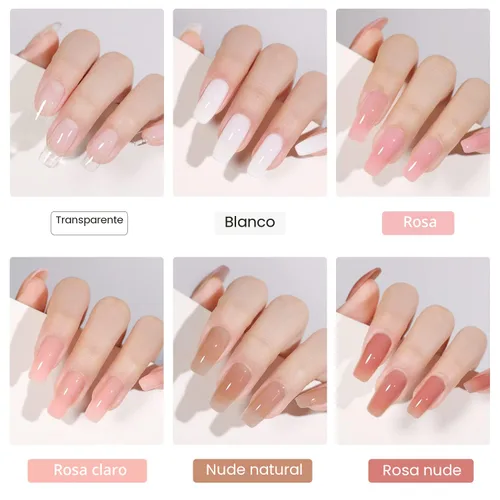 Vista 4 de GAOY Kit de uñas de gel de poliéster con kit de inicio de luz UV, kit de extensión de gel constructor de 6 piezas para principiantes con todo arte