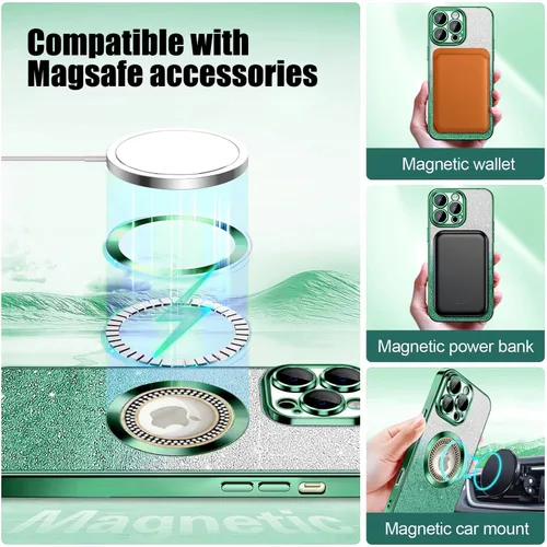 Vista 280 de Misscase Funda magnética con purpurina para iPhone 11 compatible con MagSafe, protección completa, delgada, a prueba de golpes, antiarañazos