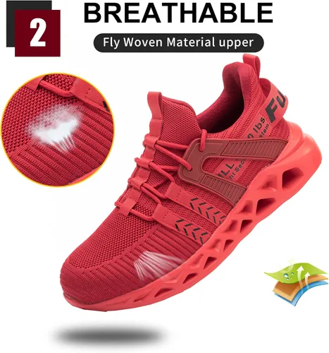 Vista 3 de Furuian - Tenis con punta de acero para hombres y mujeres, zapatos de seguridad ligeros, cómodos, a prueba de pinchazos, zapatos de trabajo