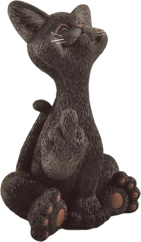 Vista 4 de JFSM INC. Divertida figura de dedo medio de gato negro - Decoración de gato pintada a mano