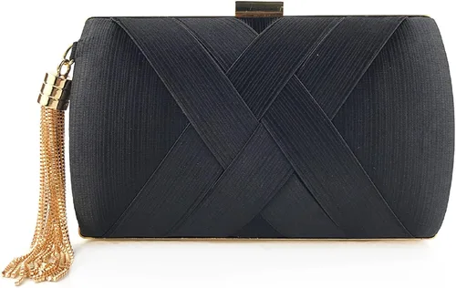 Vista 14 de Elegante bolso de mano de seda con colgante de borla para mujer, para novia, boda, graduación, fiesta de noche
