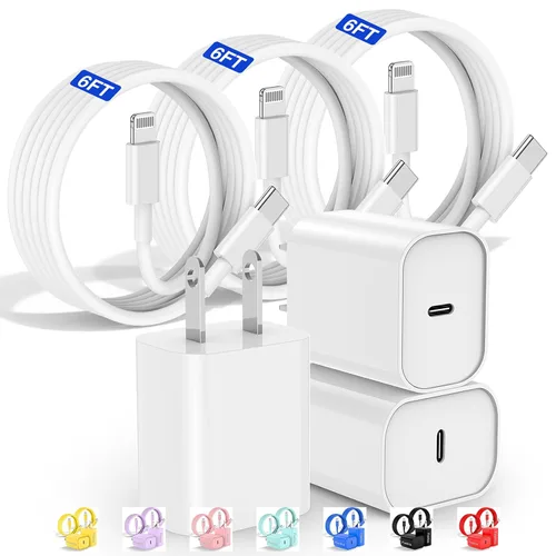 Vista 14 de Cargador rápido para iPhone, cable Lightning de carga rápida de 10 pies, para iPhone 14, 13, 12 Pro Max, cargador de carga rápida con bloque