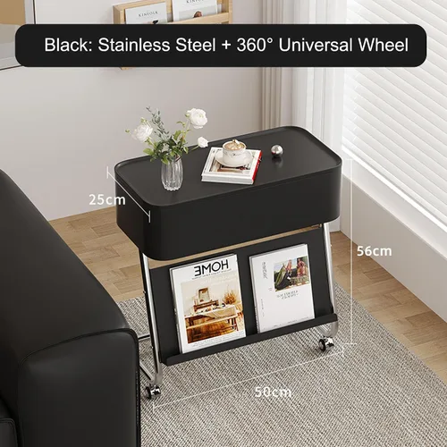 Vista 5 de Mesa Auxiliar Sofá Salon con Ruedas Mesa Para Cama Pequeña Mesita Portatil Bandeja Sofá Mesas en C para Espacios Pequeños Multifuncional para Sala