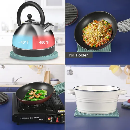 Vista 3 de Salvamanteles de silicona para platos calientes, soportes de silicona para ollas de cocina, salvamanteles para cocina, salvamanteles para ollas