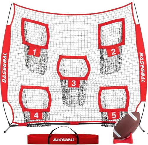 Vista 8 de BaseGoal Redes de Fútbol Americano para Lanzamiento, Objetivo de Fútbol Americano, Equipo de Entrenamiento de Quarterback con 5 Bolsillos Objetivo