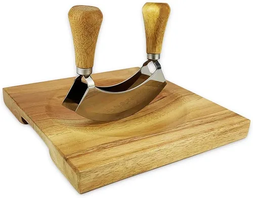 Vista 3 de Tabla de cortar Ulu, cuenco para cortar Ulu, tazón de tabla de cortar Mezzaluna - CXD00