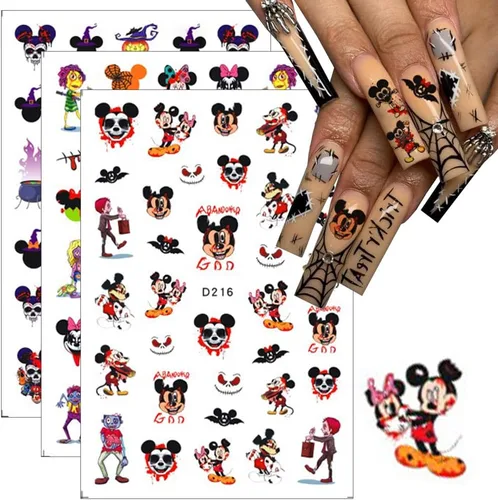 Vista 7 de 8 hojas de calcomanías de uñas de Halloween autoadhesivas 3D para Halloween, góticas, decoración de uñas, suministros de arte de uñas divertidas