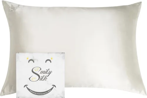 Vista 8 de Smily - Funda de almohada de seda 100% pura de morera 22Momme de grado 6A, refrescante y transpirable, juego de funda de almohada de seda