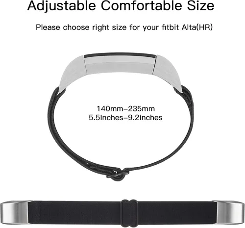 Vista 4 de Bandas elásticas ajustables compatibles con Fitbit Alta/Alta HR, correas deportivas de nailon elástico suave y transpirable de repuesto para mujeres