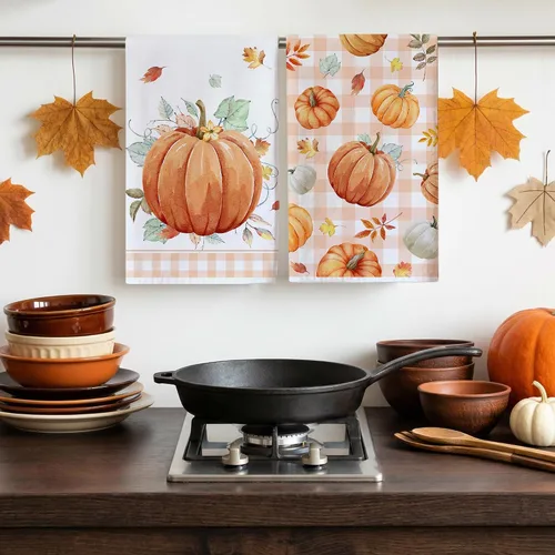 Vista 7 de Bonsai Tree Fall Kitchen Towels Sets of 2, Fall Decor Hand Towels for Bathroom, Pumpkin Dish Towel 18”x28”, Autumn Decor for Housewarming