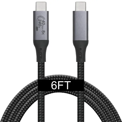 Vista 5 de Cable USB4 de 1 pie compatible con Thunderbolt 3, Thunderbolt 4 y USB-C, compatible con pantalla HD de 8K, transferencia de datos de 40 gbps, carga