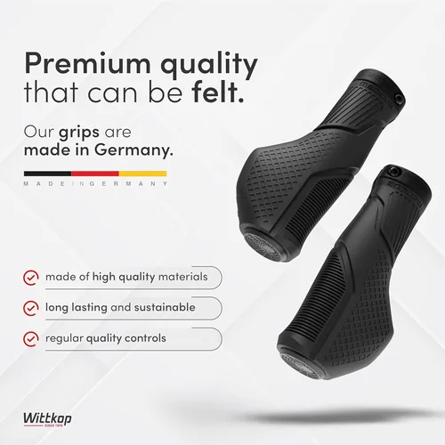 Vista 5 de Wittkop Empuñaduras de bicicleta con innovador diseño de 3 zonas fabricadas en Alemania - Comodidad ergonómica antideslizante y zonas EFC para un