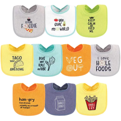 Vista 23 de Baberos Hudson Baby unisex de tela de toalla de algodón con relleno de fibra, Tamaño único Niño Gris Bosque