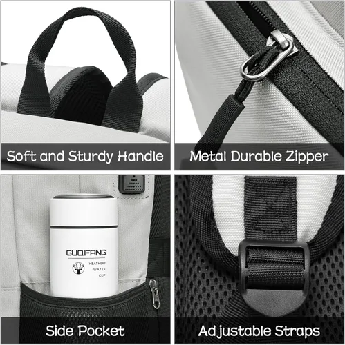 Vista 3 de Mochila escolar para adolescentes, mochila de viaje para portátil para hombres y mujeres, mochila ligera casual con puerto de carga USB para llevar
