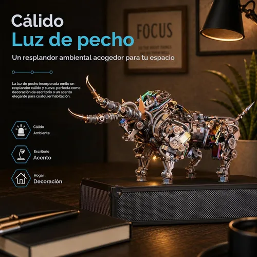 Vista 7 de Rompecabezas de metal 3D para adultos, kits de modelo de metal bisonte, rompecabezas de metal 3D, toros mecánicos, bloques de construcción, montaje