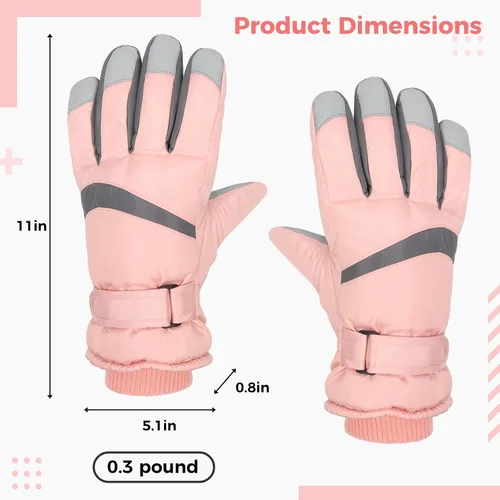 Vista 4 de Winter Ski Gloves for Women, Touchscreen Winter Gloves, Warm Water-Proof Gloves, Dream Pink Gloves, for Women Bike Riding Skiing Hiking Motorcycle