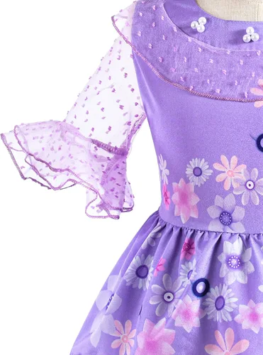 Vista 8 de Bosvin Disfraz de princesa púrpura para niñas, vestido de princesa