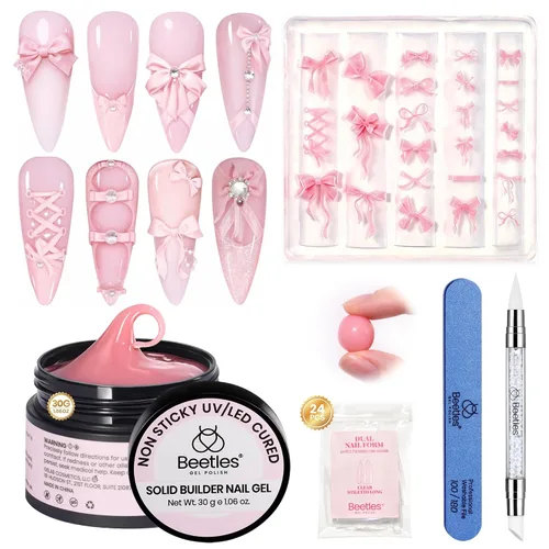 Vista 10 de Beetles - Gel de uñas sólido constructor, gel transparente 3D de 1.06 onzas para esculpir, gel de construcción de gel duro con polvo de uñas