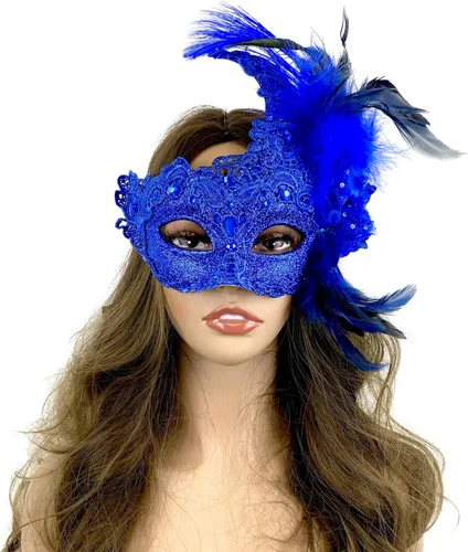 Vista 14 de Máscara de plumas venecianas para mujer, disfraz de Halloween, Mardi Gras, cosplay, fiesta de boda