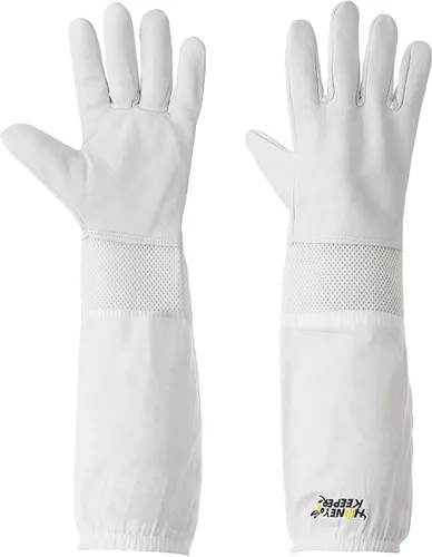 Vista 2 de Honey Keeper Guantes de apicultura - Piel de cabra con manga de lona ventilada y puño elástico