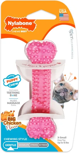 Vista 16 de Nylabone Puppy Chew - Hueso de perro con textura azul para dentición