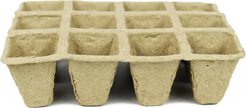 Vista 4 de Juego de 6 macetas de turba biodegradables y ecológicas. Bandeja de 12 macetas de 3 pulgadas - Macetas de turba recicladas no blanqueadas perfectas