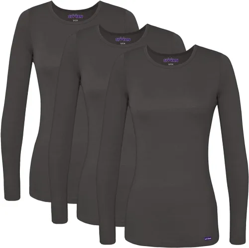 Vista 31 de Sivvan 3-Pack Women's Long-Sleeve Comfort Underscrub Tee, Scrubs Undershirts Aguamarina (Aquamarine)