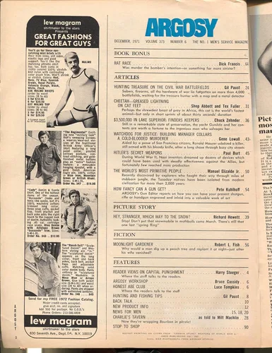 Vista 2 de Argosy 12/1971-Popular-Hitler's Secret Weapons-Stone Age Tribe-pulp thrills-FN