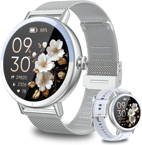Vista 9 de KEEPONFIT Reloj inteligente para hombres/mujeres Android y iPhone, pantalla táctil de 1.27" (3,23 cm), rastreador de fitness con responder/hacer