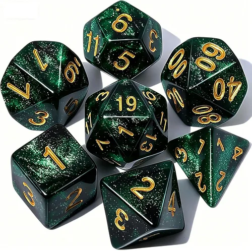 Vista 10 de CiaraQ DND - Juego de dados poliédricos con una bolsa de dados negra para juegos de mesa de rol D&D RPG MTG