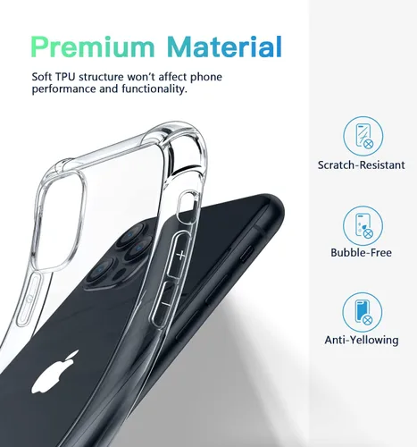 Vista 5 de CANSHN Funda transparente compatible con iPhone 11 Pro Max [protección militar contra caídas] [no amarillenta] Funda protectora a prueba de golpes