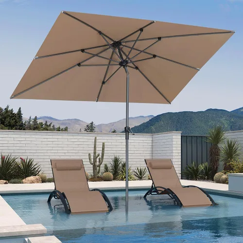 Vista 38 de PURPLE LEAF - Sombrilla de patio rectangular de 6' x 4', sombrilla de mesa para exteriores con marco de aluminio, sombrilla de mercado, sombrilla