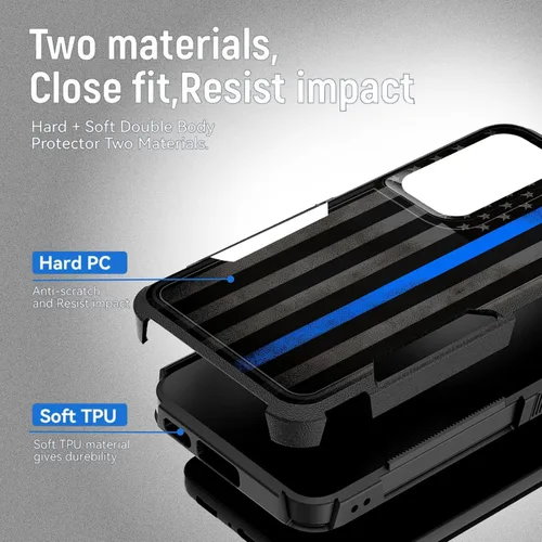 Vista 173 de Funda para Galaxy A14 5G, resistente de doble capa híbrida de policarbonato duro, goma suave, a prueba de golpes, funda protectora resistente