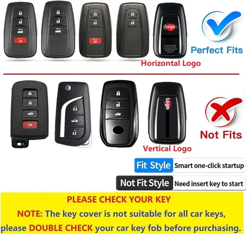 Vista 2 de Funda para llavero de fibra de carbono genuina para Toyota 86 GT86 Avalon C-HR Camry Corolla Highlander Land Cruiser Prado Prius RAV4 2016-2023