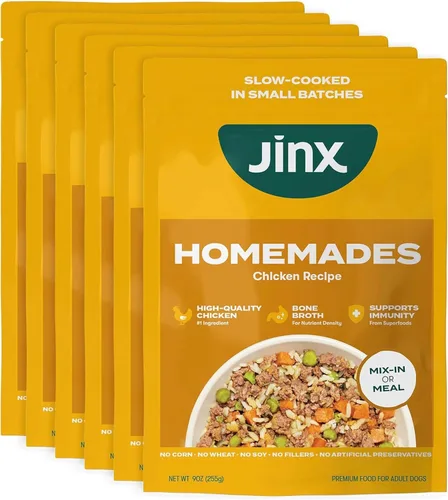 Vista 16 de Jinx Alimento húmedo para perros sin granos de carne de res, hecho en casa, paquete de 6, 9 onzas