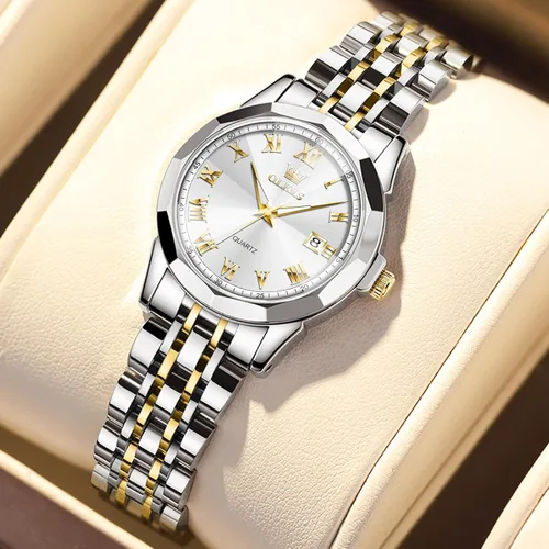 Vista 3 de OLEVS Reloj de pulsera para mujer, pequeño reloj de pulsera de acero inoxidable para mujer, reloj analógico de cuarzo para mujer