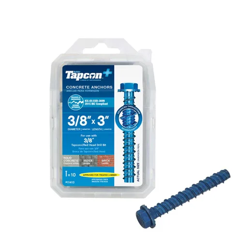 Vista 9 de Tapcon + Anclajes de hormigón Climaseal™ de cabeza hexagonal de servicio pesado 1/2 x 3, 10