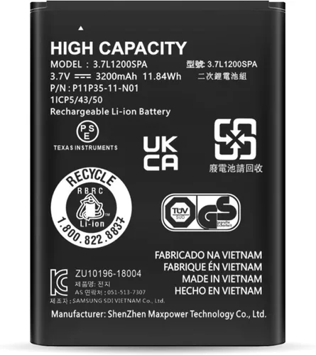 Vista 2 de TI 84 Plus - Batería CE, repuesto para Texas Instruments TI-84 Plus CE, parte no 3.7L1200SPA, P11P35-11-N01 3.7V 3200mAh