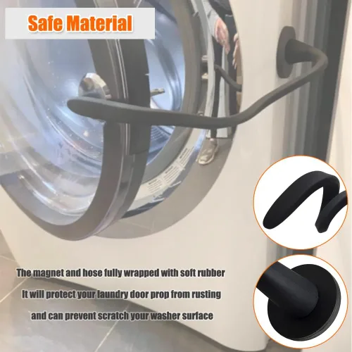 Vista 5 de Soporte y tope para puerta de lavadora de carga frontal, soporte de puerta de lavadora removible con base magnética de 43mm, tope flexible