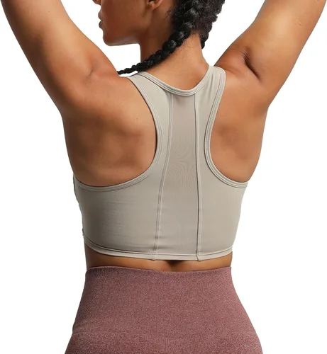 Vista 3 de Aoxjox Sujetadores deportivos de entrenamiento para mujer, sin espalda, Viviana, brasier de malla acolchada, camiseta corta sin mangas para yoga