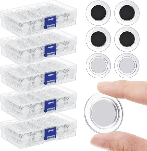 Vista 9 de Outus 45 imanes redondos negros para pizarra blanca de 1.2 in, imanes para refrigerador para el regreso a clases, mini nevera, suministros
