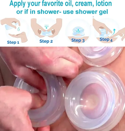 Vista 4 de 否 Koukone - Juego de 7 vasos de silicona para terapia de ventosas transparentes para terapia de ventosas médicas al vacío y tazas de masaje